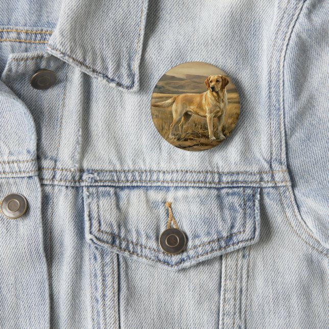 Badge Rond 5 Cm Retriever du Labrador (En situation)