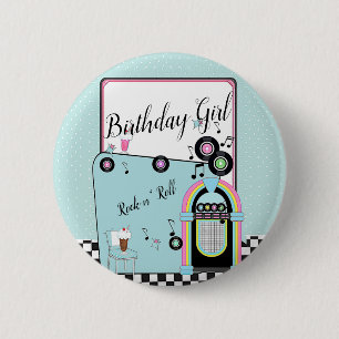 Badge Rond 5 Cm Retro 1950's Diner Birthday Any Age
