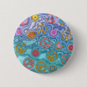 Badge Rond 5 Cm Retro 60s paisible Vagues d'océan Cadeaux