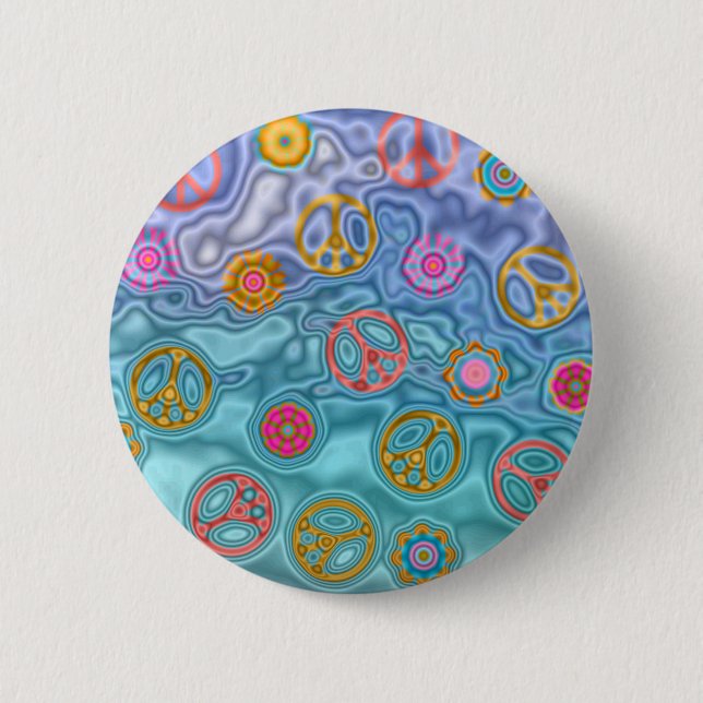 Badge Rond 5 Cm Retro 60s paisible Vagues d'océan Cadeaux (Devant)