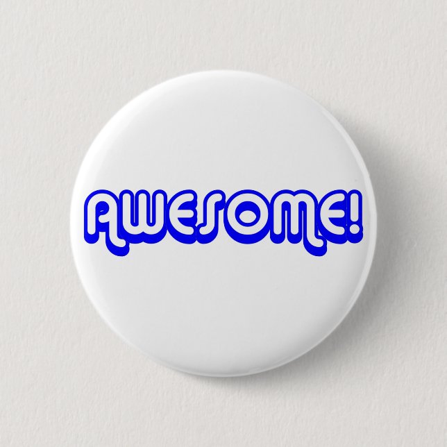 Badge Rond 5 Cm Rétro 80s impressionnant ! Bleu (Devant)