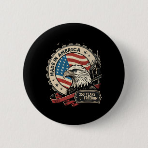 Badge Rond 5 Cm Retro America 250e Anniversaire Grunge Us