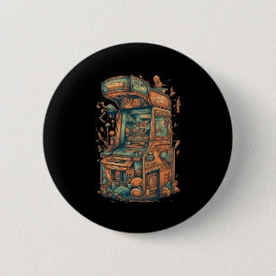Badge Rond 5 Cm Retro Arcade Gamer Clic Machine de jeux d'arcade