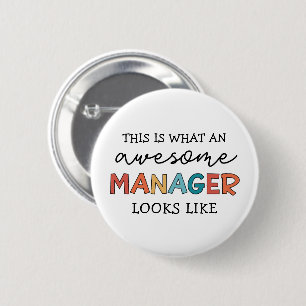 Badge Rond 5 Cm Retro Awesome Manager Funny