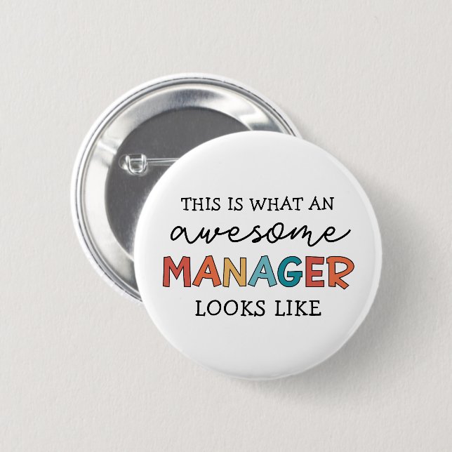 Badge Rond 5 Cm Retro Awesome Manager Funny (Devant & derrière)