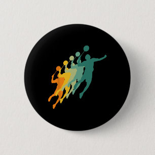 Badge Rond 5 Cm Retro Badminton Players Navette Sports Racket Coac