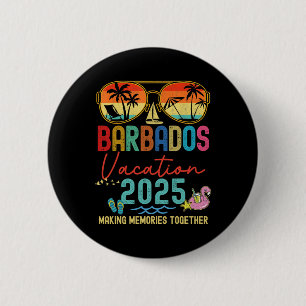 Badge Rond 5 Cm Retro Barbados Vacation 2025 Memories Matching Gro