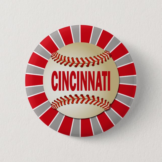 BADGE ROND 5 CM RÉTRO BASE-BALL DE CINCINNATI (Devant)