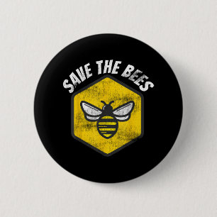 Badge Rond 5 Cm Retro Beekeeper Honeybee Sensibilisation Sauvez le