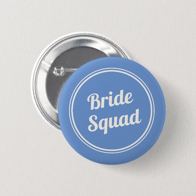 Badge Rond 5 Cm Retro Blue Bride's Squad Bridesmaid Button (Devant & derrière)