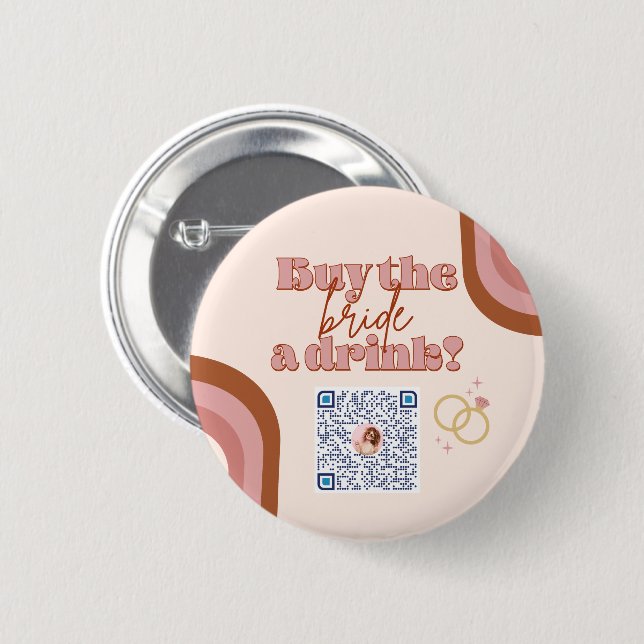 Badge Rond 5 Cm Retro Boho Bacheloro Party Venmo QR Code Pin (Devant & derrière)