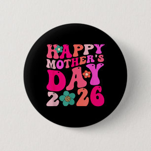 Badge Rond 5 Cm Rétro Bonne Fête des Mères 2026 Famille Tenue Asso