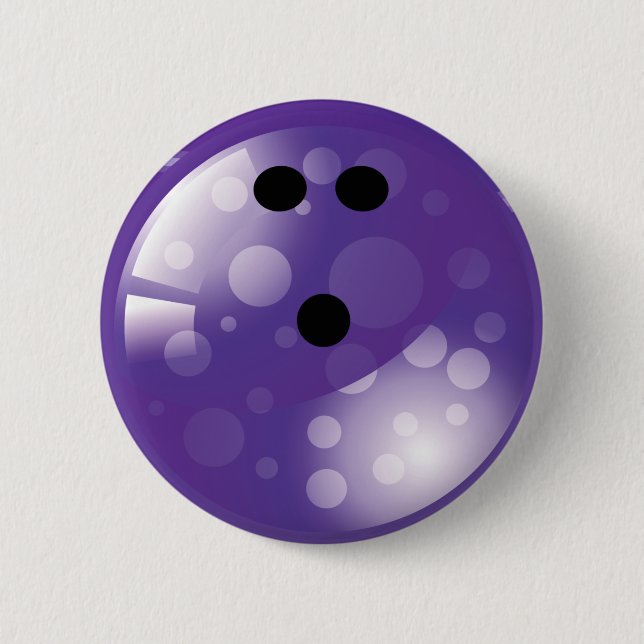 BADGE ROND 5 CM RÉTRO BOULE DE BOWLING POURPRE (Devant)