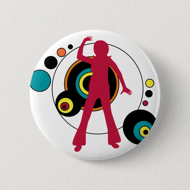 Badge Rond 5 Cm Rétro bouton de fille de danse (Devant)