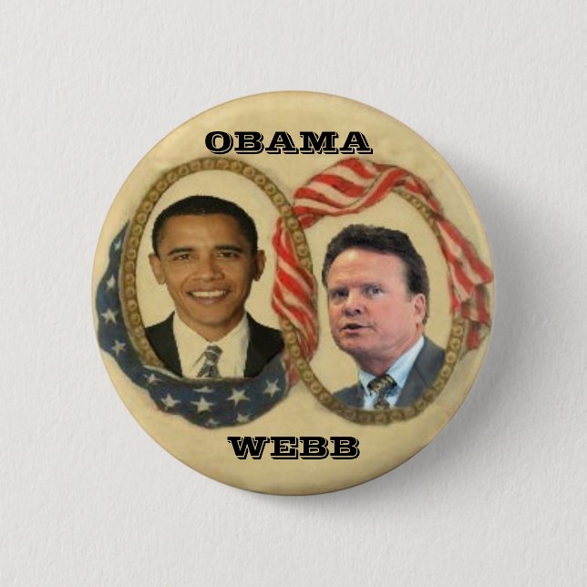 Badge Rond 5 Cm Rétro bouton d'Obama/Webb (Devant)