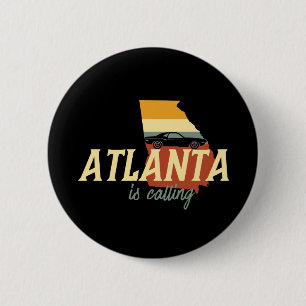 Badge Rond 5 Cm Rétro carte vintage de ville d'Atlanta la Géorgi