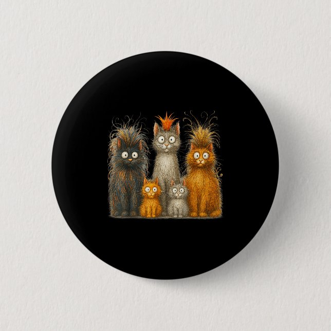 Badge Rond 5 Cm Retro Cat Art Crazy Funny Kitten Gift Men Women Bo (Devant)