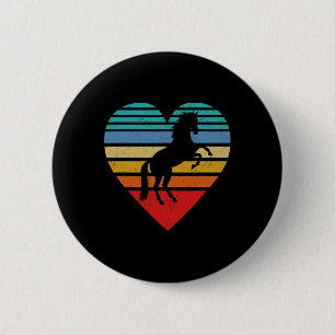 Badge Rond 5 Cm Retro Cheval Coeur Amour animal