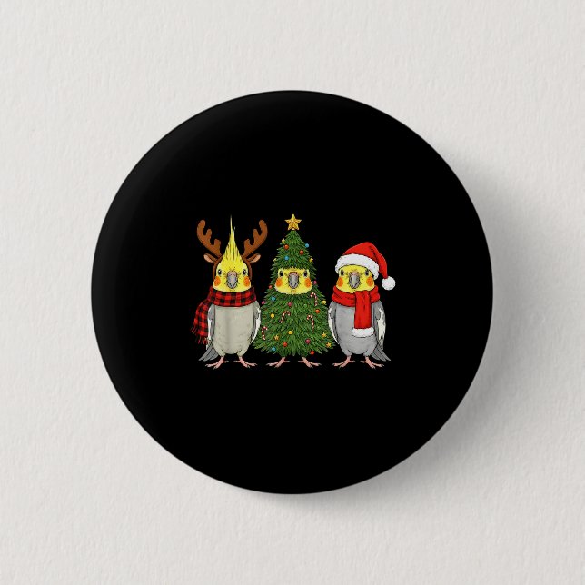 Badge Rond 5 Cm Retro Christmas Atiel Parrot Santa Reindeer  (Devant)
