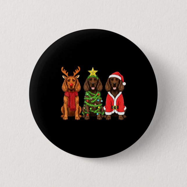 Badge Rond 5 Cm Retro Christmas Boykin Spaniel Santa Reindeer Dog  (Devant)