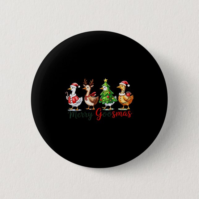 Badge Rond 5 Cm Retro Christmas Goose Xmas Merry Goosmas  (Devant)