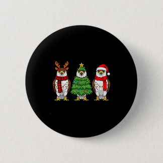 Badge Rond 5 Cm Retro Christmas Hawk Santa Reindeer 