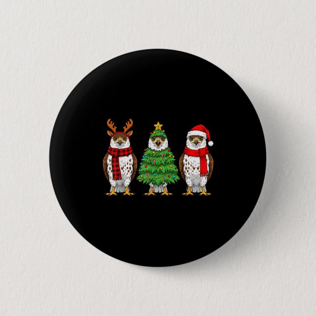 Badge Rond 5 Cm Retro Christmas Hawk Santa Reindeer  (Devant)