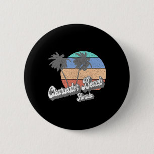 Badge Rond 5 Cm Rétro Clearwater Beach Floride Fl Vintage Plage Su