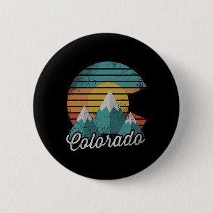 Badge Rond 5 Cm Retro Colorado Mountains Accueil Amour Famille Vac
