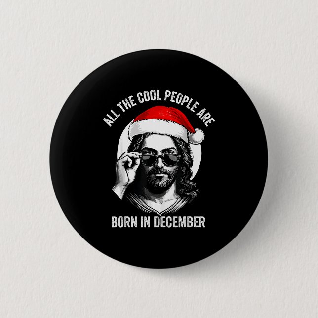 Badge Rond 5 Cm Retro Cool People Are Born In December Christian C (Devant)