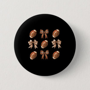 Badge Rond 5 Cm Retro Coquette Bow Football Américain Thankgiving