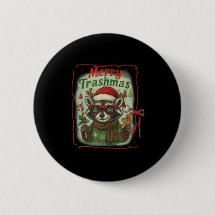 Badge Rond 5 Cm Retro Coquette Merry Trashmas Raccoon Christmas Cu