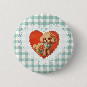 Badge Rond 5 Cm Retro Coquette Vintage Bébé Animaux Chien En vichy
