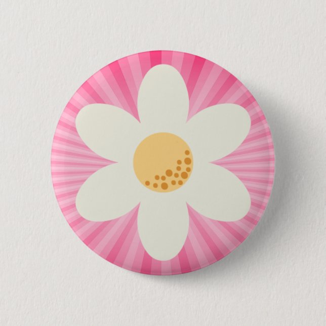 Badge Rond 5 Cm Retro Daisy et rose Sunburst Boho (Devant)