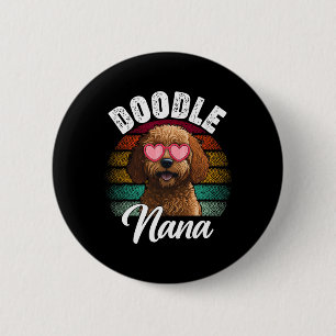 Badge Rond 5 Cm Retro Doodle Nana Goldendoodle Amoureux des chiens