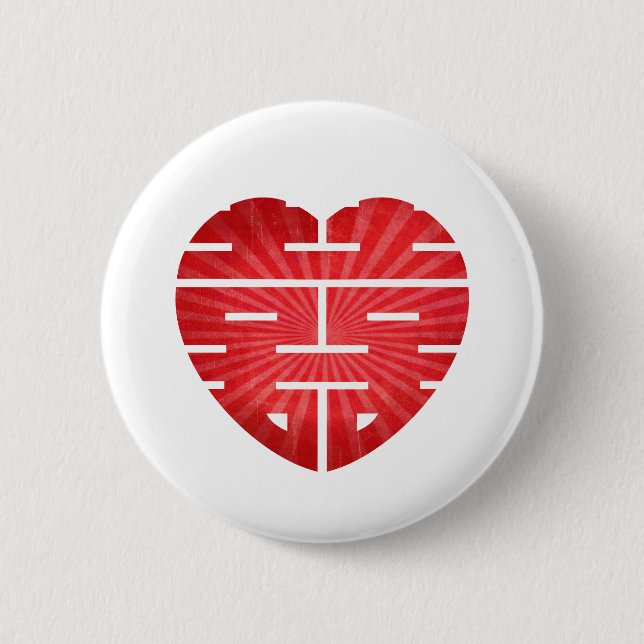 Badge Rond 5 Cm Rétro double coeur heureux (Devant)