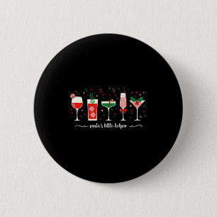 Badge Rond 5 Cm Rétro drôle Santa's Little Helper Martini Joyeux N
