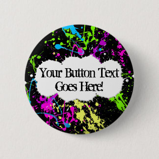 Badge Rond 5 Cm Rétro éclaboussure au néon fraîche de peinture sur