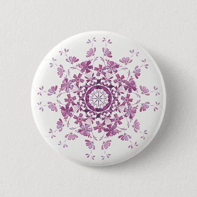 Badge Rond 5 Cm rétro elment pourpre floral (Devant)