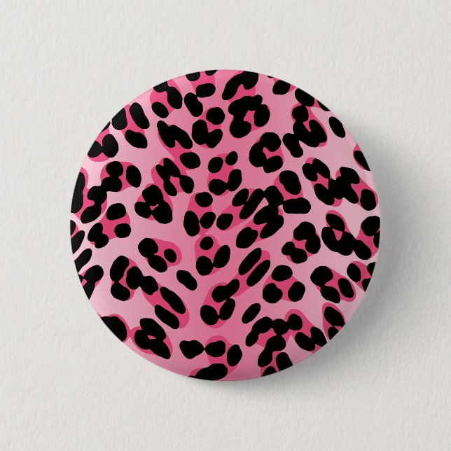 Badge Rond 5 Cm Rétro empreinte de léopard rose (Devant)