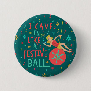 Badge Rond 5 Cm Rétro femme de Noël drôle sur la boule de fête de