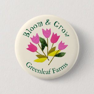 Badge Rond 5 Cm Retro Fleur & Croissance Colorful Garden Farm Nurs