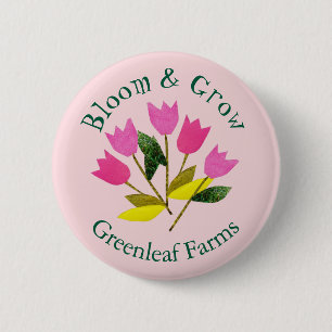 Badge Rond 5 Cm Retro Fleur & Croissance Colorful Garden Farm Nurs