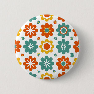 Badge Rond 5 Cm Rétro Fleur géométrique des années 70 Boho