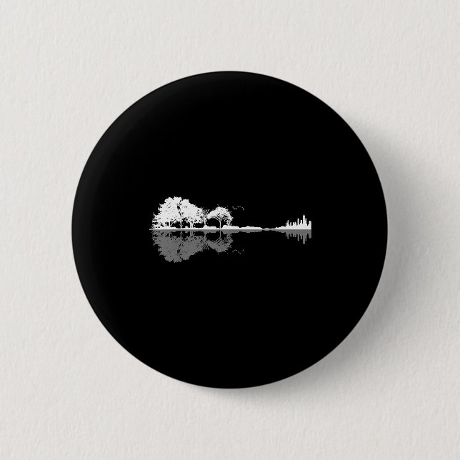 Badge Rond 5 Cm Retro Forest Funny Nature Guitar Clic Music  (Devant)