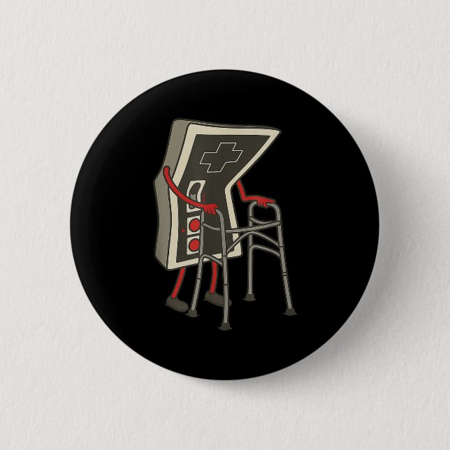 Badge Rond 5 Cm Retro Gaming Controller Old Gamer With Walker Funn (Devant)