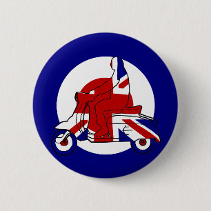 Badge Rond 5 Cm Rétro garçon R-U de scooter de mod