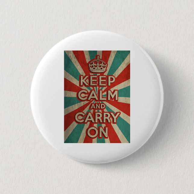 Badge Rond 5 Cm Rétro gardez le calme et continuez (Devant)