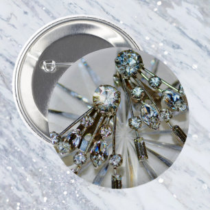 Badge Rond 5 Cm Retro Glam Vintage Art Déco Rhinestones