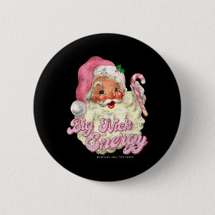 Badge Rond 5 Cm Rétro Groovy Big Nick Santa Énergie Rose Santa Noë
